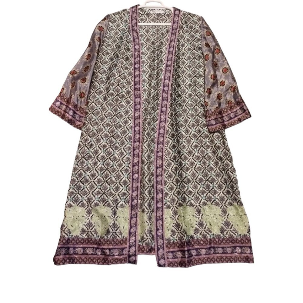 Zara Women's Printed Longline Kimono Size XS-S Cover Up Summer‎ Beach Bohemian - Picture 2 of 6